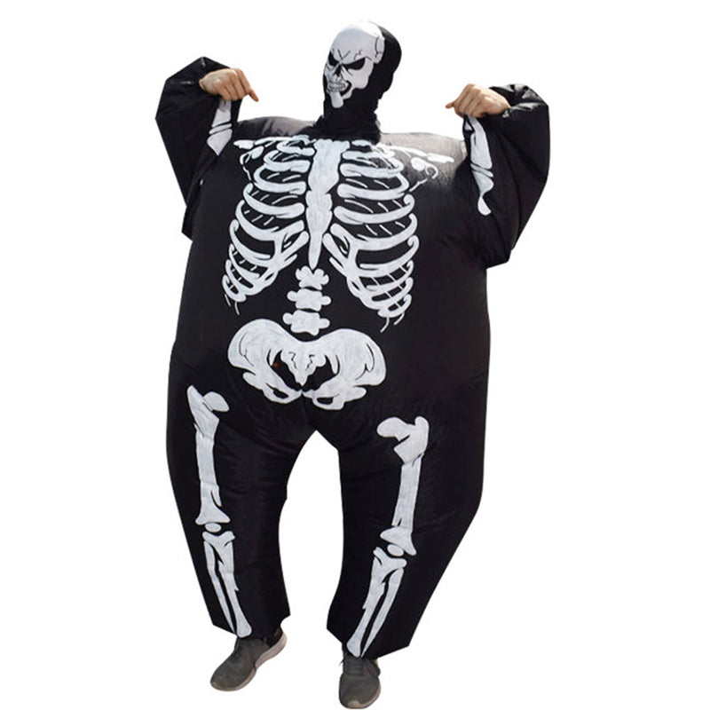 Skeleton Inflatable Cosplay Costume Women Fancy Full Body Blow Up Clothes Outfit Halloween Carnival Party Disguise Suit