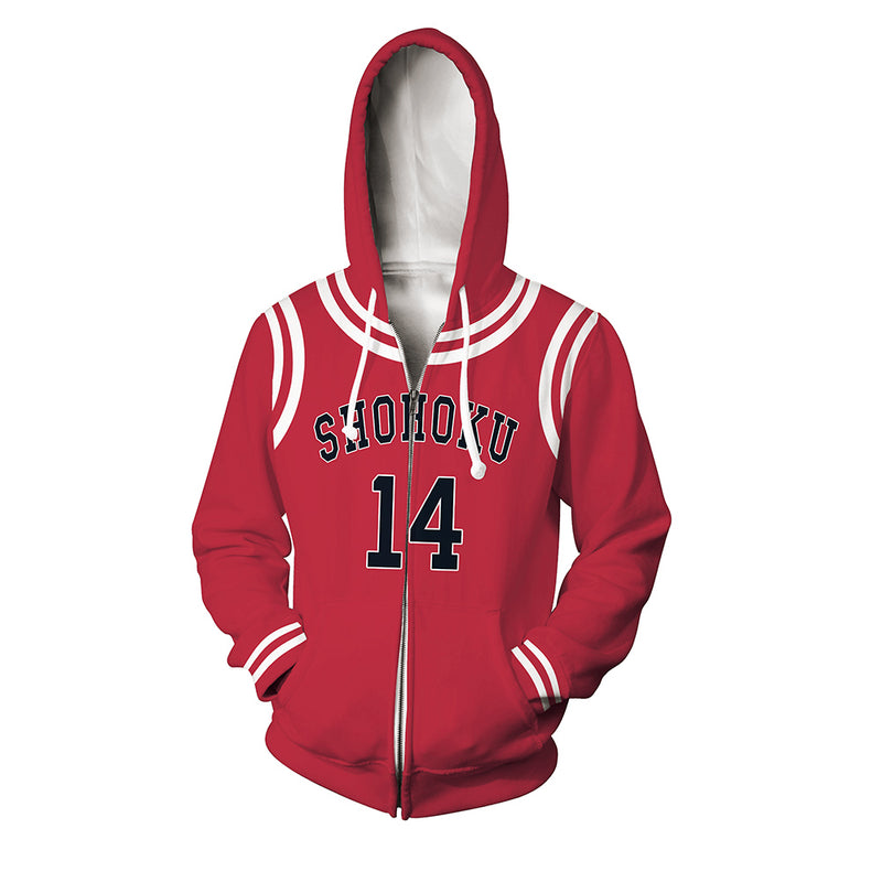 SLAM DUNK Hisashi Mitsui Cosplay Hoodie 3D Printed Hooded Sweatshirt Men Women Casual Streetwear Zip Up Jacket Coat