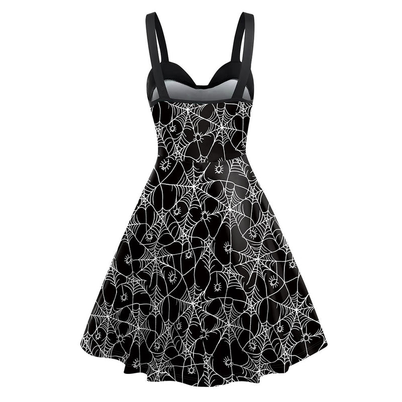 spider web Print dress Cosplay Costume Outfits Halloween Carnival Suit