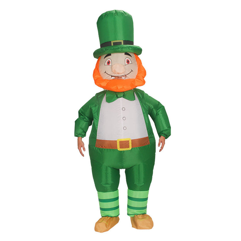 St. Patrick Cosplay Inflatable Costume Men Women Cartoon Green Blowup Fancy Party Dress Halloween Carnival Party Suit