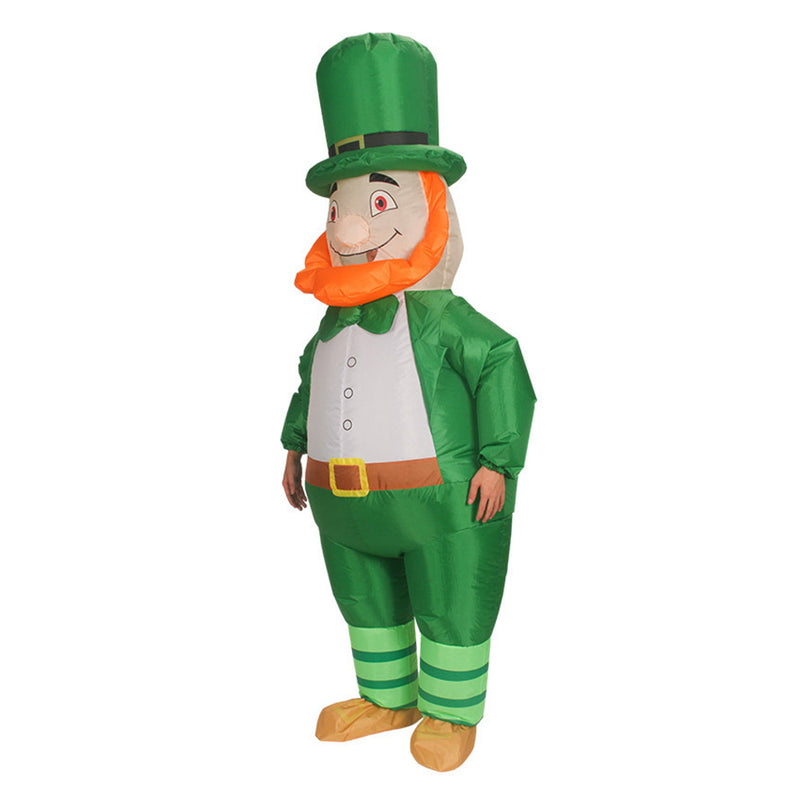 St. Patrick Cosplay Inflatable Costume Men Women Cartoon Green Blowup Fancy Party Dress Halloween Carnival Party Suit