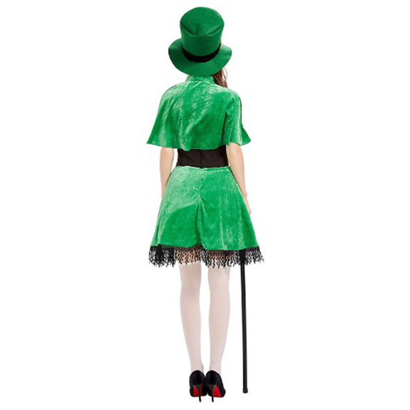 St. Patrick‘s Day Dress Women Patrick Irish Shamrock Retro Dress Four Leaf Clover Print Party Dress