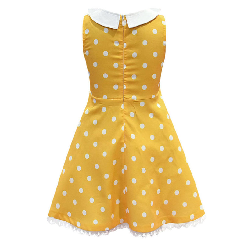 SUPERCOS Kids Gabby Gabby Dress for Girls Costume Cosplay Yellow Dress Sleeveless Polka Dot Skirt Halloween Suit