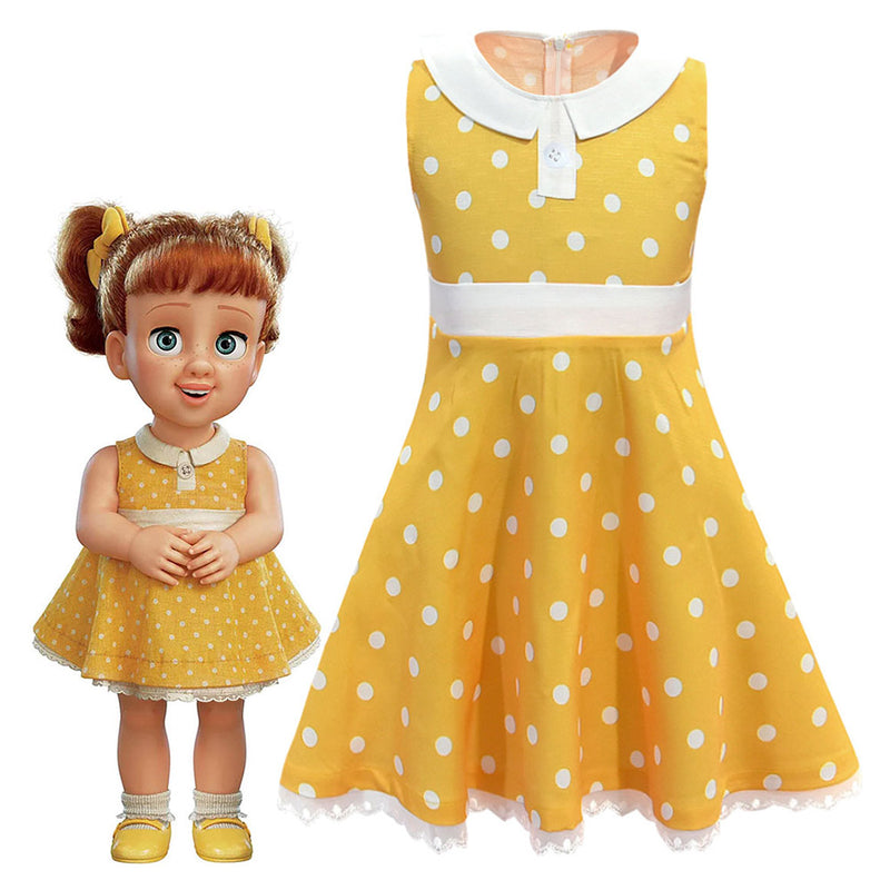 SUPERCOS Kids Gabby Gabby Dress for Girls Costume Cosplay Yellow Dress Sleeveless Polka Dot Skirt Halloween Suit