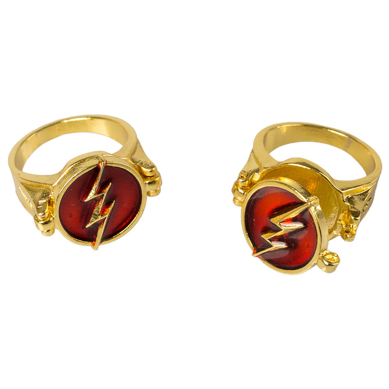 The Flash Ring Lightning Bolt Openable Red Gold Mixed Zinc Alloy Cosplay Prop