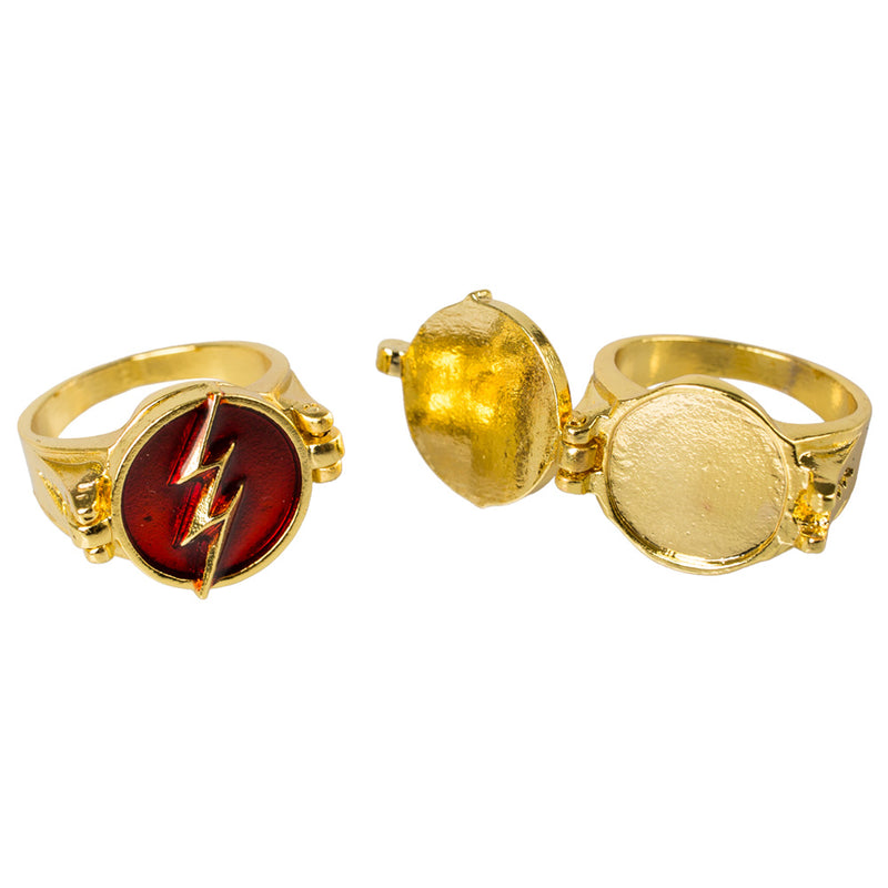 The Flash Ring Lightning Bolt Openable Red Gold Mixed Zinc Alloy Cosplay Prop