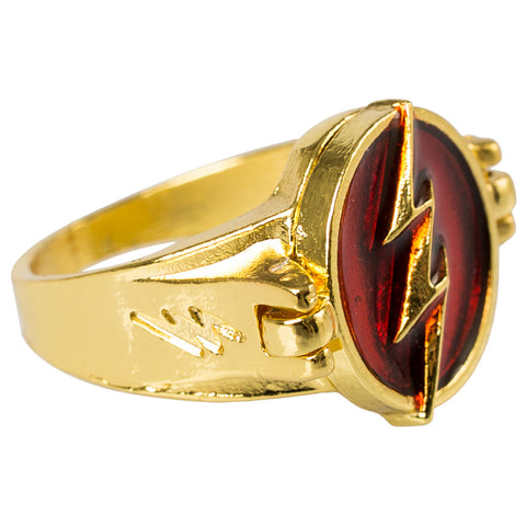 The Flash Ring Lightning Bolt Openable Red Gold Mixed Zinc Alloy Cosplay Prop