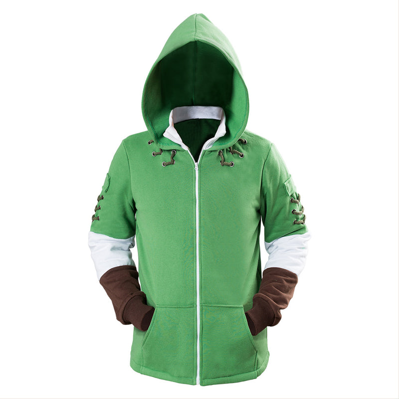 The Legend of Zelda Link Costume Cosplay Hoodie Sweatshirt  Zip Up Jacket Outfit