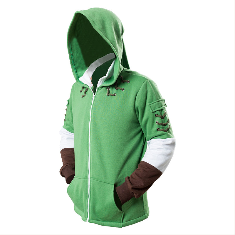 The Legend of Zelda Link Costume Cosplay Hoodie Sweatshirt  Zip Up Jacket Outfit