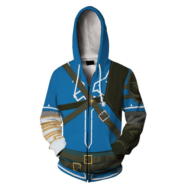 The Legend of Zelda: Tears of the Kingdom Link Cospaly Costume Zip Up Jacket Coat Print Casual Coat