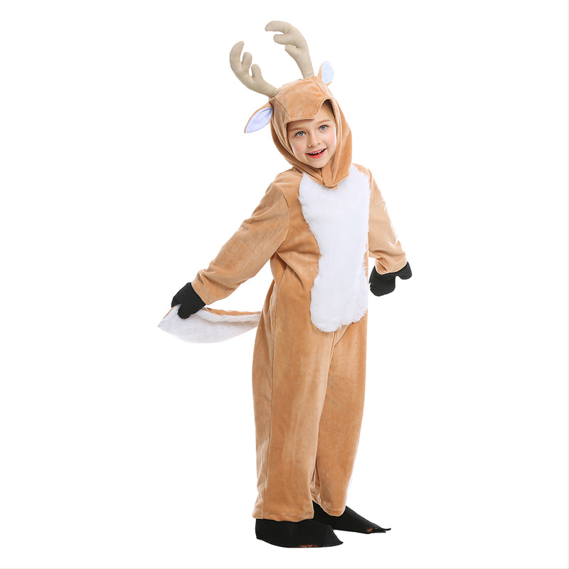 Ubaywey children's Halloween reindeer Christmas pajamas costume one-piece clothes wear occasional clothes cold-proof babies wear warm long-sleeved autumn and winter animal clothes cute room party XL