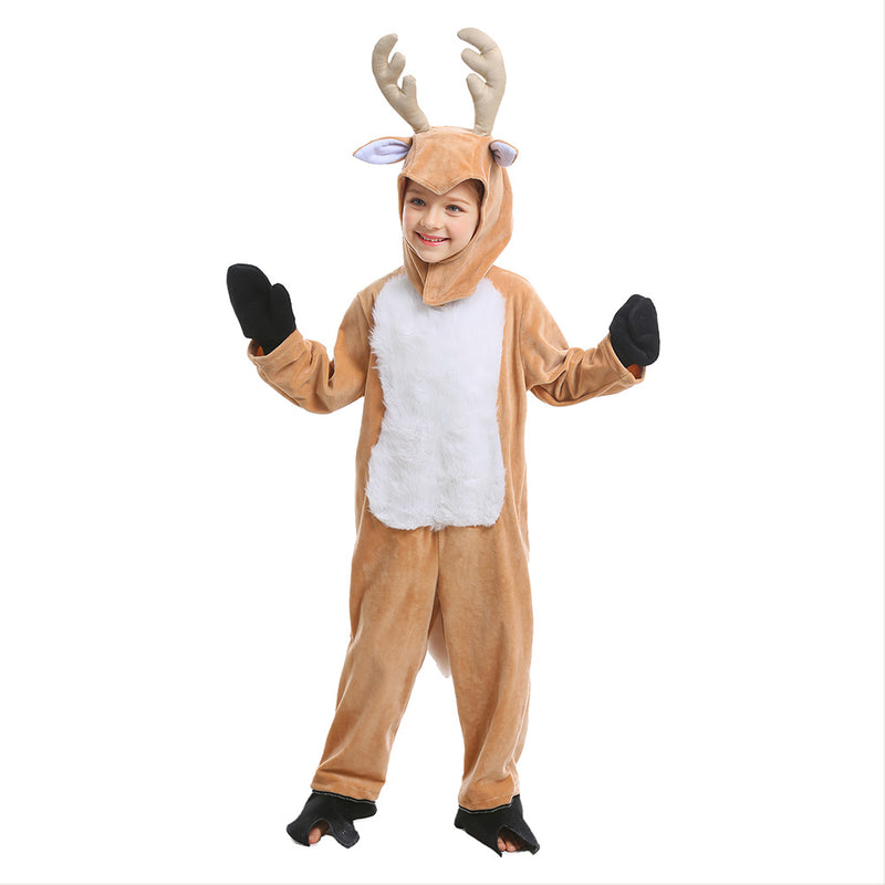 Ubaywey children's Halloween reindeer Christmas pajamas costume one-piece clothes wear occasional clothes cold-proof babies wear warm long-sleeved autumn and winter animal clothes cute room party XL