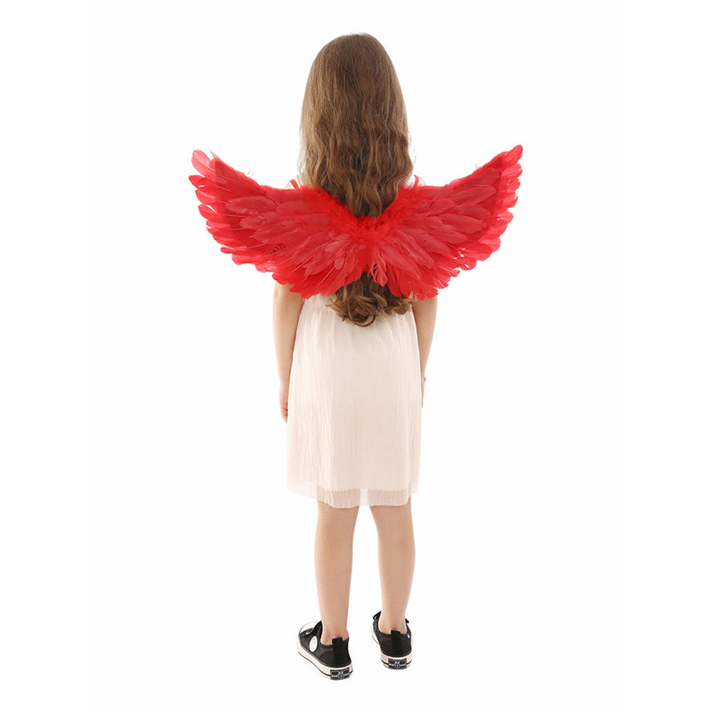 ulesoke Kids Cupid Costume Toddle Angle Dress with Red Wings Angel Flower Girl Dress Valentine\'s Da