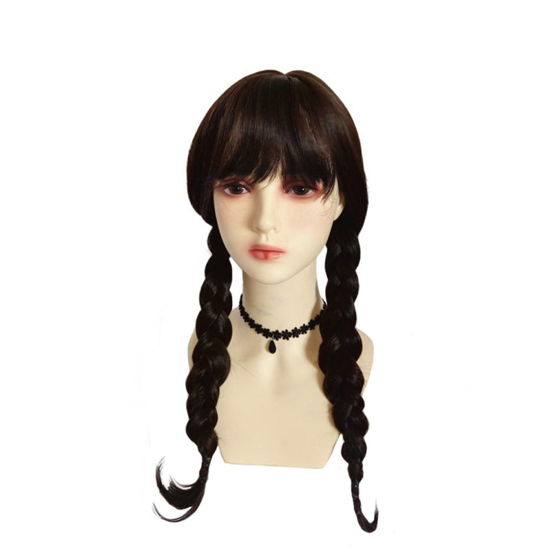 Wednesday Addams Cosplay Wig Heat Resistant Synthetic Hair Carnival Halloween Party Props