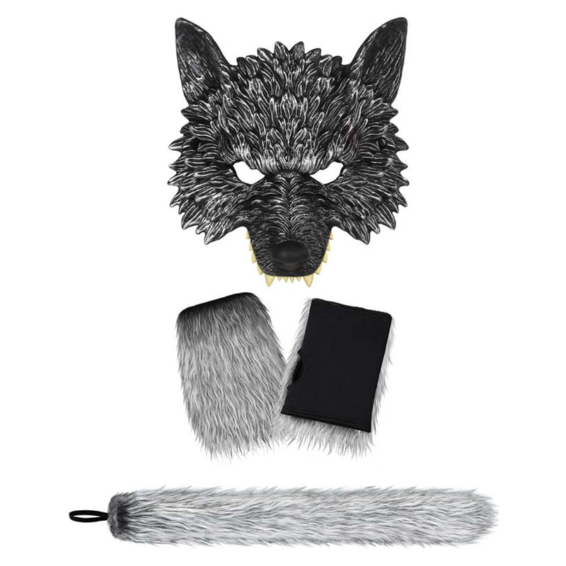 Wolf Set Mask+Gloves+Tail Cosplay Costume Outfits Halloween Carnival Suit