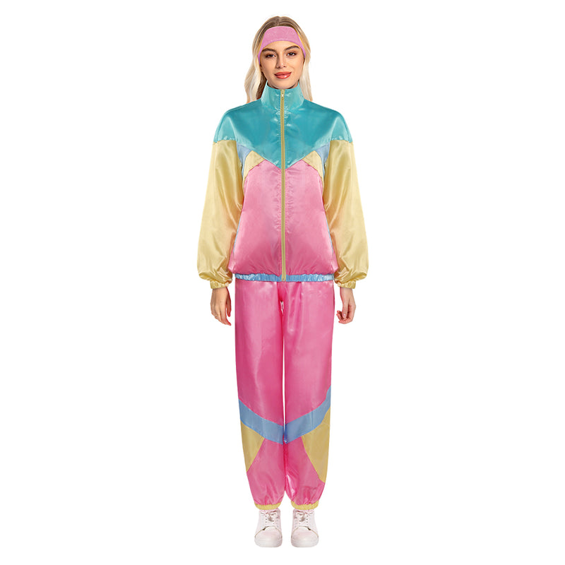 Women 80s Costume 80s tracksuit women Cosplay Costume Outfits Halloween Carnival Party Suit 2 Piece Windbreaker Outfits