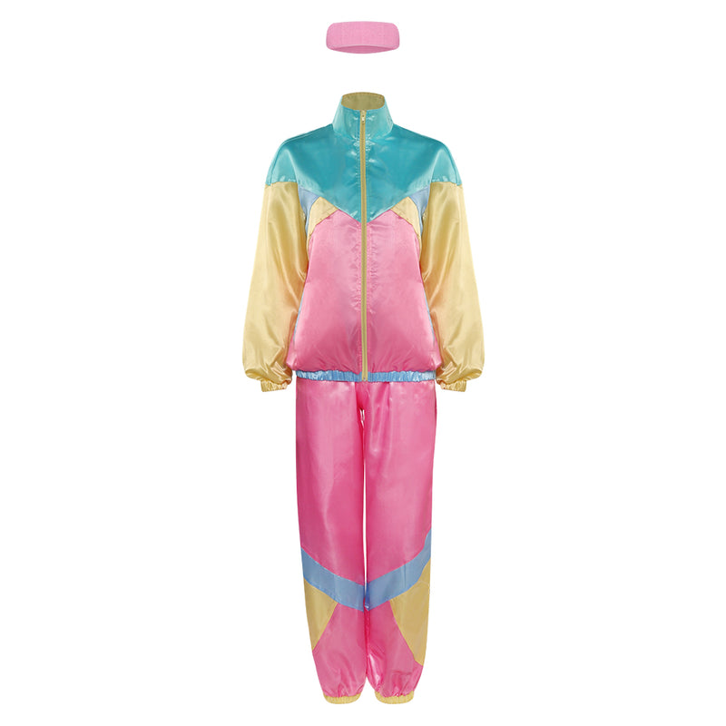 Women 80s Costume 80s tracksuit women Cosplay Costume Outfits Halloween Carnival Party Suit 2 Piece Windbreaker Outfits