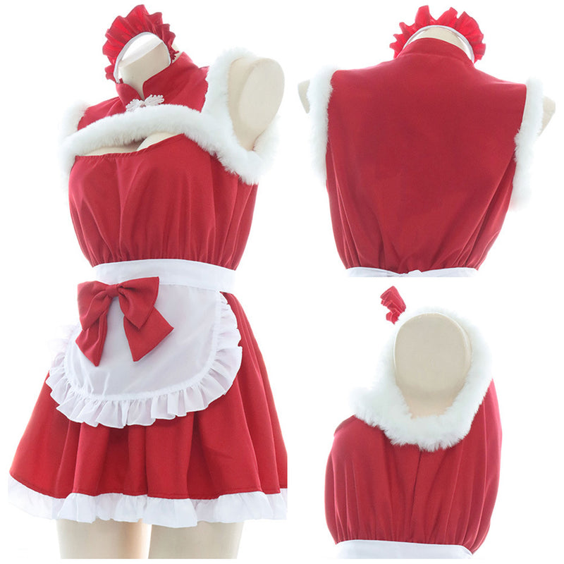 Women Christmas Maid Dress Cosplay Costume Outfits Halloween Carnival Suit