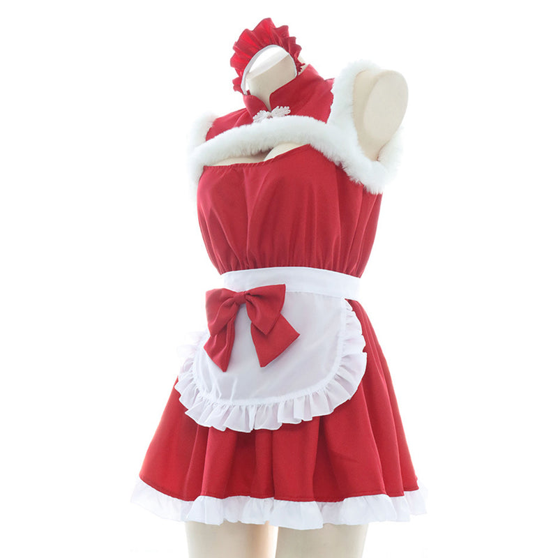 Women Christmas Maid Dress Cosplay Costume Outfits Halloween Carnival Suit