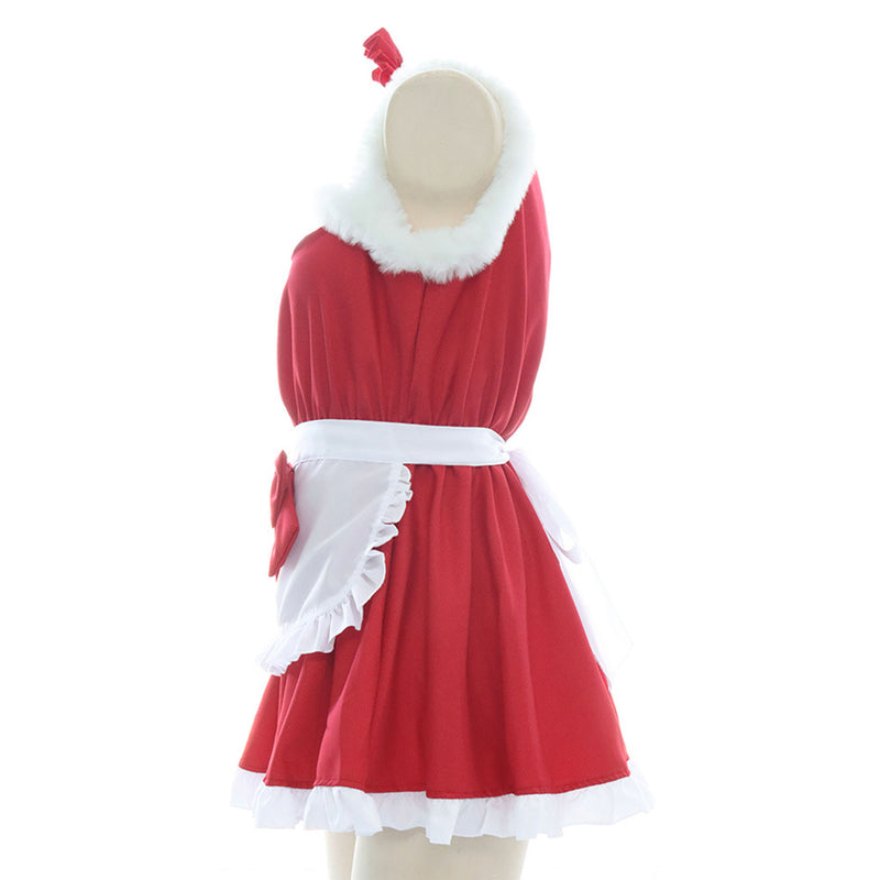 Women Christmas Maid Dress Cosplay Costume Outfits Halloween Carnival Suit