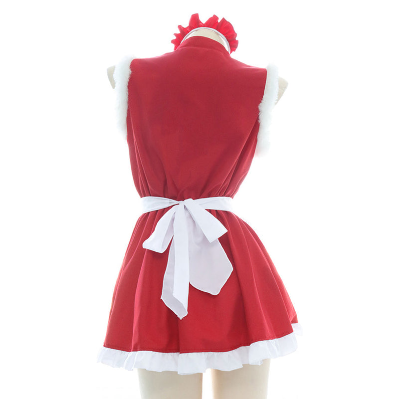 Women Christmas Maid Dress Cosplay Costume Outfits Halloween Carnival Suit