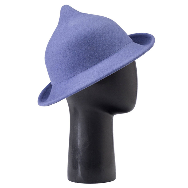 Women Girls Halloween Peaked Cap Purple Satin Witch Hat Party Costume Accessory