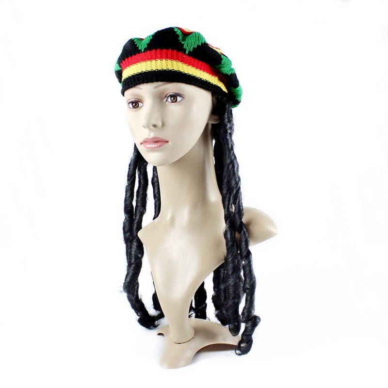 Women Men Cap Knitted Wig Braid Hat Reggae Dreadlocks Coaplay Jamaican Knitted Beanies  Rasta Hair Hat Beanies