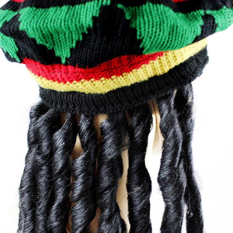 Women Men Cap Knitted Wig Braid Hat Reggae Dreadlocks Coaplay Jamaican Knitted Beanies  Rasta Hair Hat Beanies