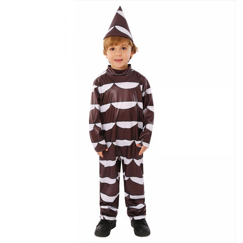 VeeGet Wonka Kids Children Chocolate Magic Cosplay Costume Cute Brown Jumpsuit Outfits Halloween Carnival Suit BoysKidsCostume