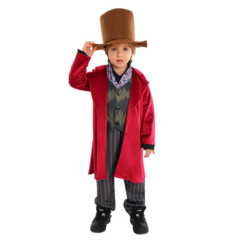 VeeGet Wonka Movie Kids Children Cosplay Costume Outfits Halloween Carnival Suit BoysKidsCostume