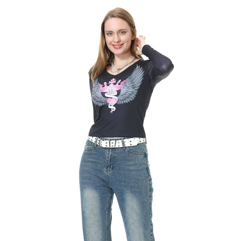 Y2K Shirt Men Women Black 3D Printed Long Sleeve T-shirt Cosplay Costume Halloween Carnival Party Suit