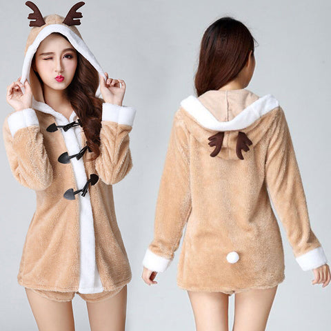 YuraYura Christmas Reindeer Cosplay Cute Deer Costume Costume Adult Ladies Costume Christmas Costume Costume Dress One Piece Dress Costume Iben Item Festival Banquet School Festival Cultural Festival 