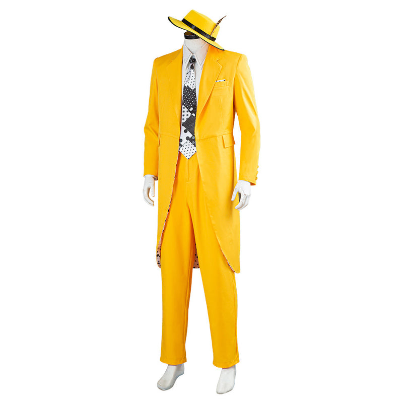 The Mask Jim Carrey Yellow Suit Men Uniform Outfit Halloween Carnival Costume Cosplay Costume