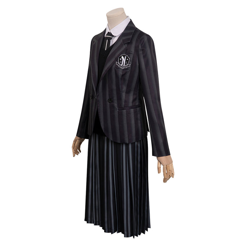 Wednesday (2022) Wednesday Cosplay Costume Nevermore Academy Uniform Dress Shirt Coat Outfit Halloween Carnival Suit