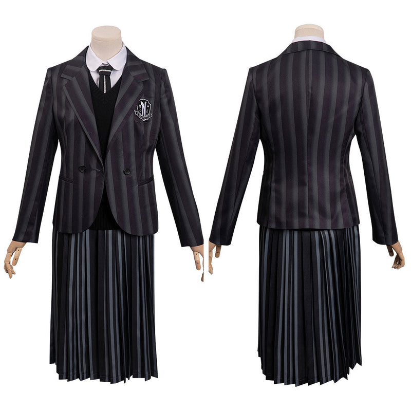 Kids Children Wednesday Addams Cosplay Costume Outfits Halloween Carnival Party Suit