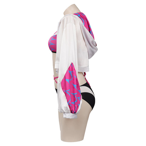 Spider-Man: Across The Spider-Verse Gwen Stacy Cosplay CostumeTop Shorts Cloak Swimsuit Outfits Halloween Carnival Suit