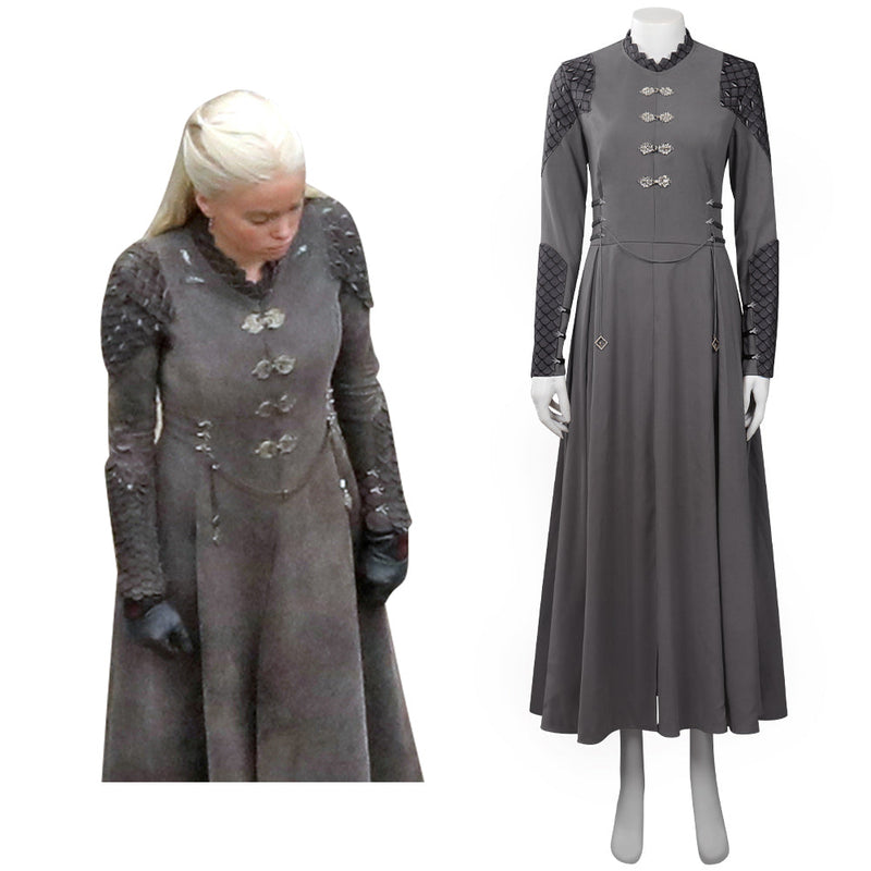 House of the Dragon Rhaenyra Targaryen Cosplay Costume Grey Dress Outfits Halloween Carnival Party Suit