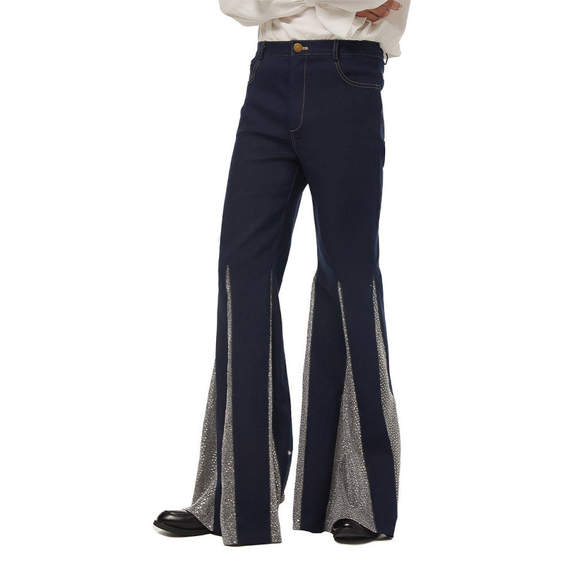 1970s Retro Vintage Disco Mid Waist Bell Bottom Super Flares Long Pants Halloween Carnival Suit