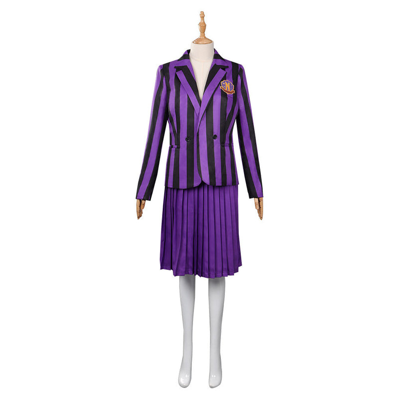 Wednesday (2022) Cosplay Costume Purple School Uniform Skirt Outfits Halloween Carnival Party Suit
