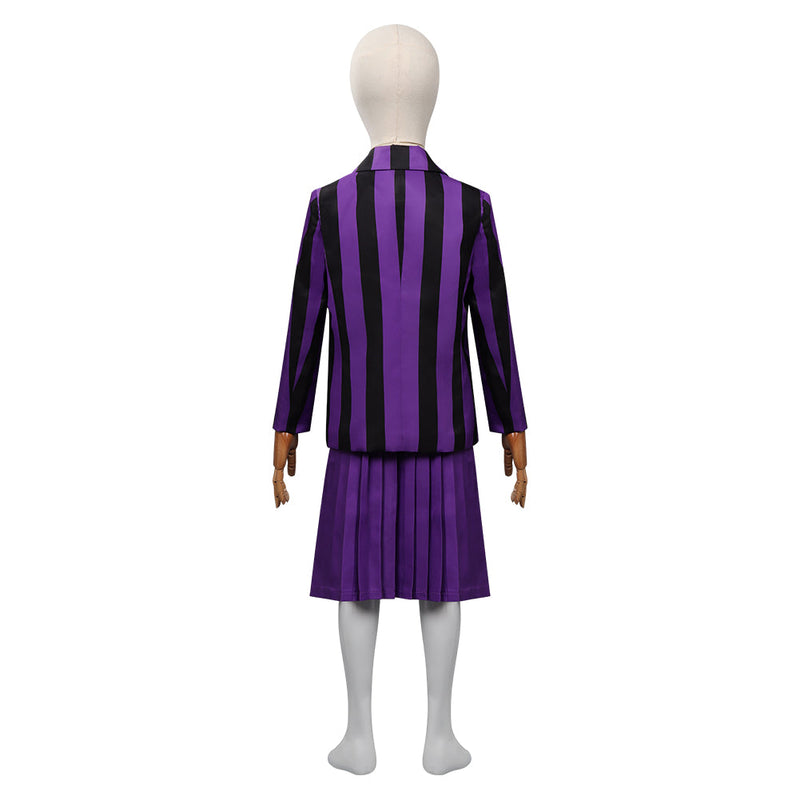 Kids Girls Wednesday (2022) Cosplay Costume Purple School Uniform Skirt Outfits Halloween Carnival Party Suit