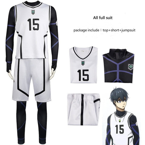 Blue Lock Football Uniform Cosplay Costume Top Shorts Outfits Halloween Carnival Suit