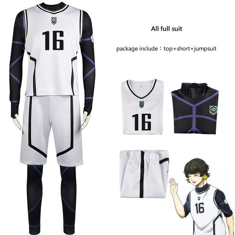 Blue Lock Football Uniform Cosplay Costume Top Shorts Outfits Halloween Carnival Suit