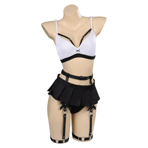 Final Fantasy Tifa Lockhart White Black Outfits Halloween Carnival Cosplay Costume