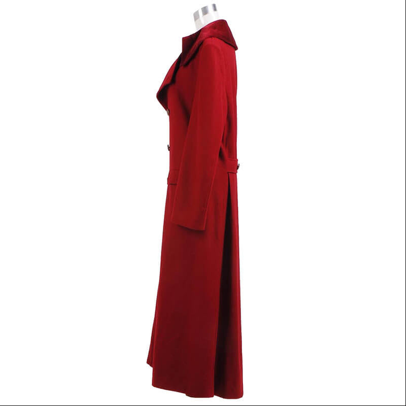 Doctor Who fourth 4th Doctor Dark Red Long Trench Wool Coat Cosplay Costume