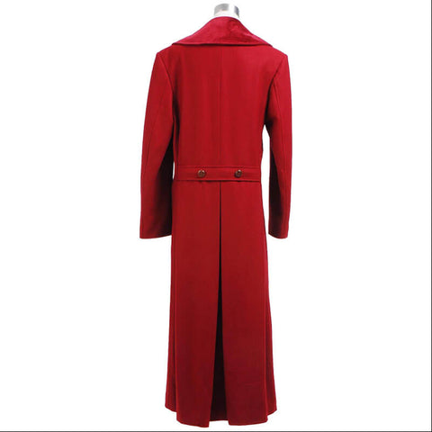 Doctor Who fourth 4th Doctor Dark Red Long Trench Wool Coat Cosplay Costume