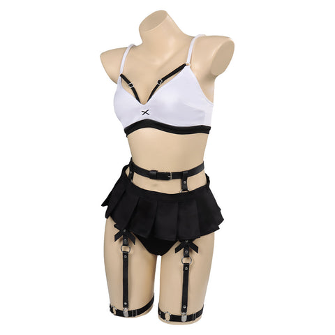 Final Fantasy Tifa Lockhart White Black Outfits Halloween Carnival Cosplay Costume