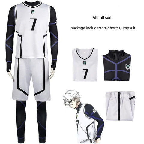 Blue Lock Football Uniform Cosplay Costume Top Shorts Outfits Halloween Carnival Suit