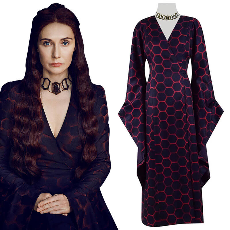 Game Of Thrones Season 8 Melisandre Costume Halloween Cosplay Party Long Dress