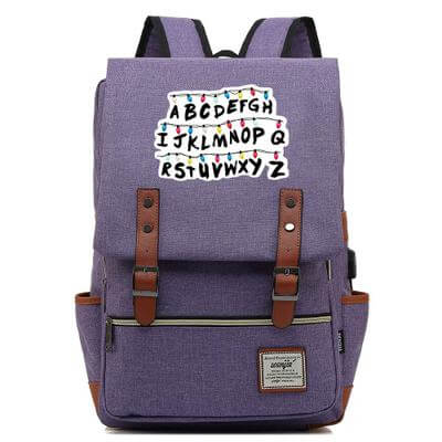 Stranger Things Backpack College School Bag Laptop Daypack(Black USB)