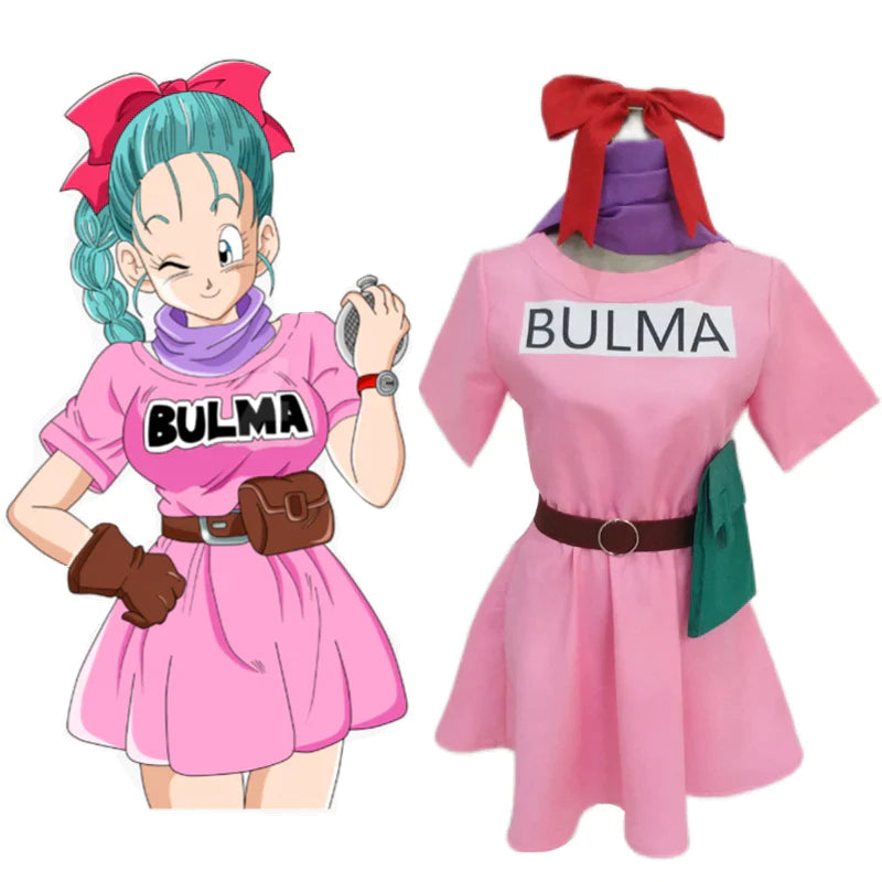 Dragon Ball Bulma Cosplay Costume Dress Accessories Outfits Halloween Carnival Suit